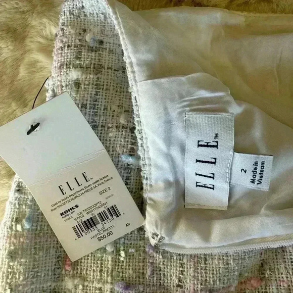Elle Tweed Pastel Pretty Skirt Size: 2 - Picture 6 of 10